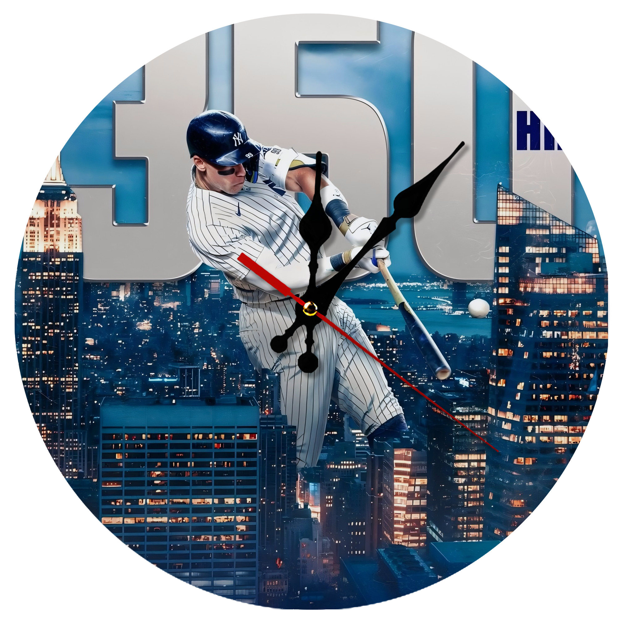Aaron Judge's 350th Career Home Runs Silent Round Wall Clock – Modern & Stylish DIY Design, Durable Wood Construction, Easy To Install – Perfect For Office, Bedroom, Living Room, And More